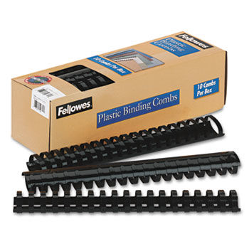 Plastic Comb Bindings, 1-1/2"" Diameter, 340 Sheet Capacity, Black, 10 Combs/Pack