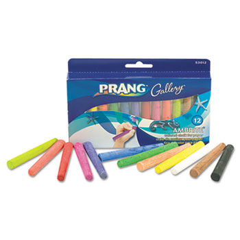 Ambrite Paper Chalk, Assorted Colors, 12 Sticks/Set