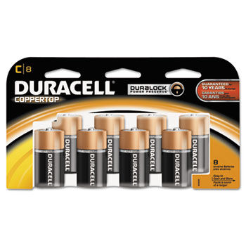 CopperTop Alkaline Batteries with Duralock Power Preserve Technology, C, 8/Pack