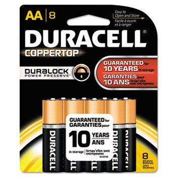 CopperTop Alkaline Batteries with Duralock Power Preserve Technology, AA, 8/Pack