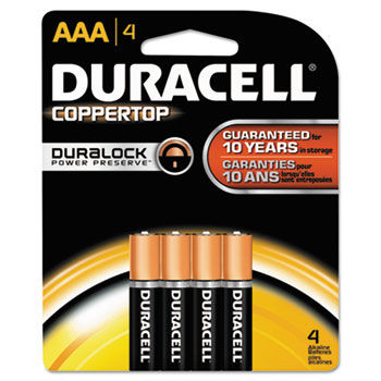 CopperTop Alkaline Batteries with Duralock Power Preserve Technology, AAA, 4/Pk