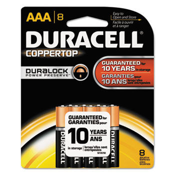 CopperTop Alkaline Batteries with Duralock Power Preserve Technology, AAA, 8/Pk