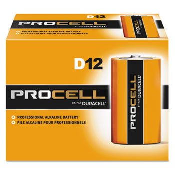 Procell Alkaline Batteries, D, 12/Box