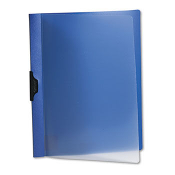 Polypropylene No-Punch Report Cover, Letter, Holds 50 Pages, Clear/Dark Blue