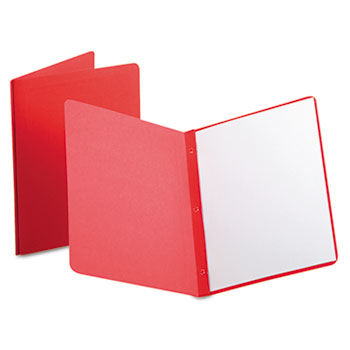 Report Cover, 3 Fasteners, Panel and Border Cover, Letter, Red, 25/Box