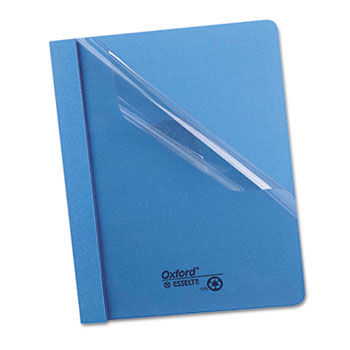 Clear Front Report Cover, 3 Fasteners, Letter, 1/2"" Capacity, Blue, 25/Box