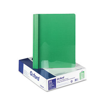 Clear Front Report Cover, 3 Fasteners, Letter, 1/2"" Capacity, Green, 25/Box