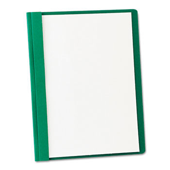 Clear Front Report Cover, 3 Fasteners, Letter, 1/2"" Capacity, Green, 25/Box