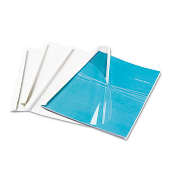 Thermal Binding System Covers, 30 Sheets, 11-1/8 x 9-3/4, Clear/White, 10/Pack