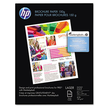 Color Laser Brochure Paper, 97 Brightness, 44lb, 8-1/2 x 11, White, 150 Shts/Pk