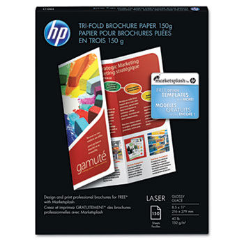 Tri-Fold Laser Brochure Paper, 97 Brightness, 44lb, 8-1/2 x 11, White, 150 /Pack