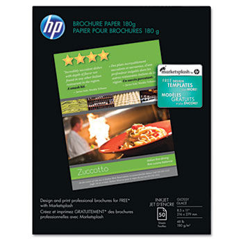 Inkjet Brochure/Flyer Paper, 98 Brightness, 48lb, 8-1/2 x 11, White, 50 Shts/Pk