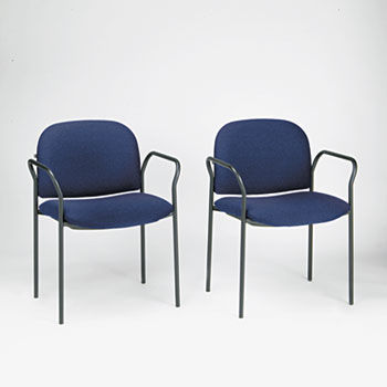 Multipurpose Stacking Arm Chairs, Blue, 2/Carton