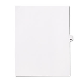 80000 Series Legal Index Dividers, Side Tab, Printed ""62"", 25/Pack