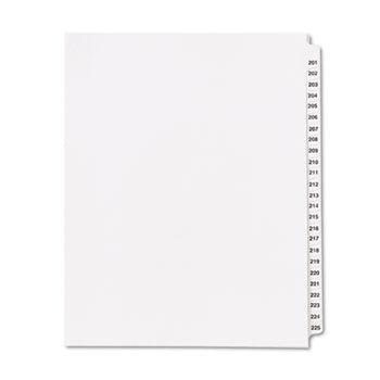 80000 Series Legal Index Divider Set, Side Tabs, Printed ""201""-""225""