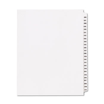 80000 Series Legal Index Divider Set, Side Tabs, Printed ""226""-""250""