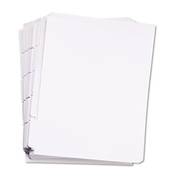 80000 Series Blank 1/5-Tab Divider Set, Unpunched, Letter, White, 25 Sets/Box