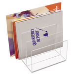 Clear Acrylic Desk File, Three Sections, 8 x 6 1/2 x 7 1/2, Clear