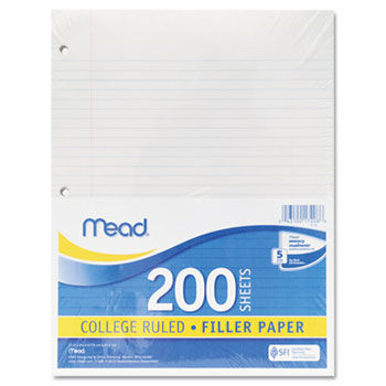 Economical 15-lb. Filler Paper, College Ruled, 11 x 8-1/2, White, 200 Shts/Pk