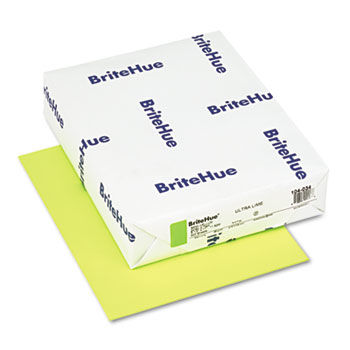 BriteHue Multipurpose Colored Paper, 24lb, 8-1/2 x 11, Ultra Lime, 500 Shts/Rm