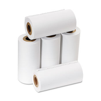 One-Ply Adding Machine/Calculator Rolls, 2-1/4"" x 17 ft, White, 5/Pack