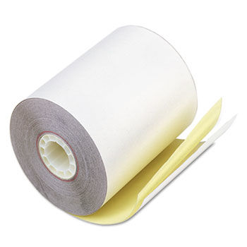 Paper Rolls, Teller Window/Financial, 3-1/4"" x 80 ft, White/Canary, 60/Carton