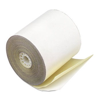 Paper Rolls, Credit Verification, 2-1/4"" x 70 ft, White/Canary, 50/Carton