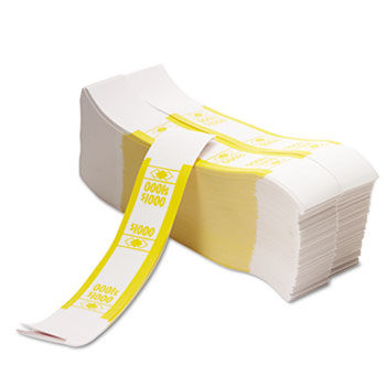 Color-Coded Kraft Currency Straps, $10 Bill, $1000, Self-Adhesive, 1000/Pack