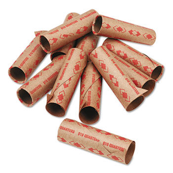 Preformed Tubular Coin Wrappers, Quarters, $10, 1000 Wrappers/Carton