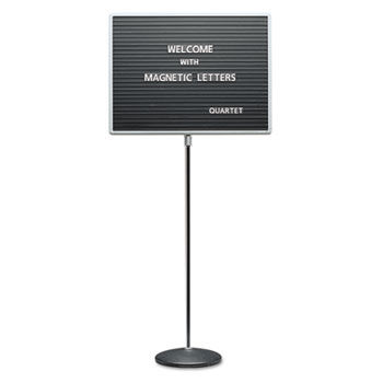 Adjustable Single-Pedestal Magnetic Letter Board, 24 x 18, Black, Gray Frame