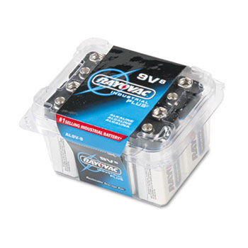 Industrial PLUS Alkaline Batteries, 9V, 8/Pack