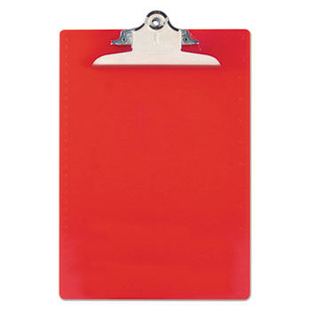 Plastic Antimicrobial Clipboard, 1"" Capacity, Holds 8-1/2w x 12h, Red