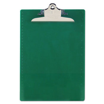 Plastic Antimicrobial Clipboard, 1"" Capacity, Holds 8-1/2w x 12h, Green