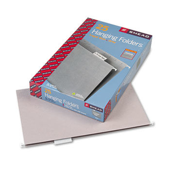 Hanging File Folders, 1/5 Tab, 11 Point Stock, Legal, Gray, 25/Box