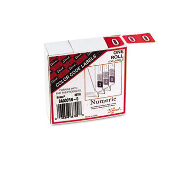 BarkleyCompatible Labels, Number 0, 1 x 1-1/2, Red, 500/Roll