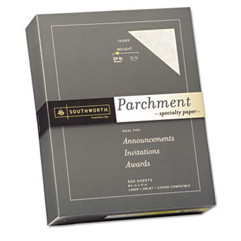 Parchment Specialty Paper, Ivory, 24 lbs., 8-1/2 x 11, 500/Box