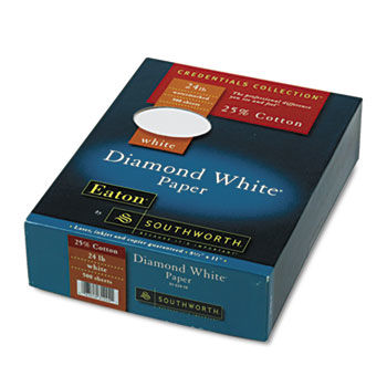 25% Cotton Diamond White Business Paper, 24 lbs., 8-1/2 x 11, 500/Box