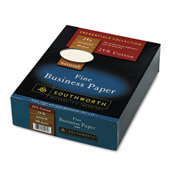 25% Cotton Business Paper, Natural, 24 lbs., Wove, 8-1/2 x 11,  500/Box, FSC