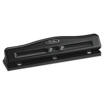 11-Sheet Commercial Adjustable Three-Hole Punch, 9/32"" Holes, Black