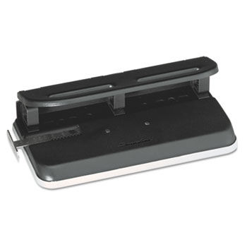 24-Sheet Easy Touch Three- to Seven-Hole Punch, 9/32"" Holes, Black