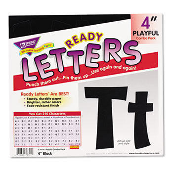 Ready Letters Playful Combo Set, Black, 4""h, 216/Set