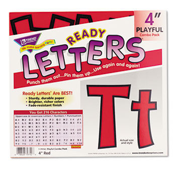 Ready Letters Playful Combo Set, Red, 4""h, 216/Set