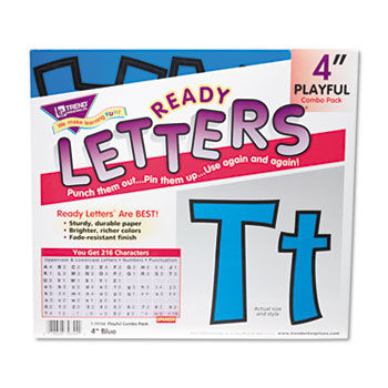 Ready Letters Playful Combo Set, Blue, 4""h, 216/Set