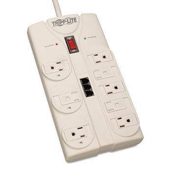 TLP808TEL Surge Suppressor, 8 Outlet, RJ11, 8ft Cord, 2160 Joules