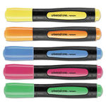 Desk Highlighter w/Comfort Grip, Chisel Tip, 5/Set