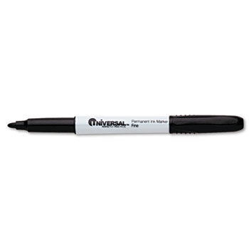 Pen Style Permanent Markers, Fine Point, Black, Dozen