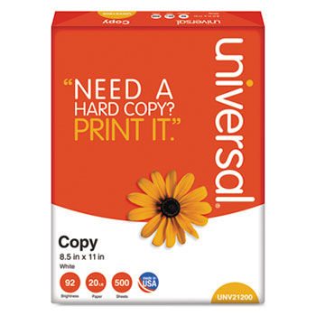 Copy Paper, 92 Brightness, 20lb, 8-1/2 x 11, White, 5000 Sheets/Carton