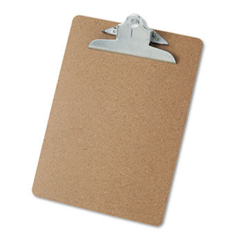 Hardboard Clipboard, 1-1/4"" Capacity, Holds 8-1/2 x 11, Brown