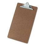 Hardboard Clipboard, 1-1/4"" Capacity, Holds 8-1/2w x 14h, Brown