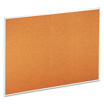 Bulletin Board, Natural Cork, 48 x 36, Satin-Finished Aluminum Frame